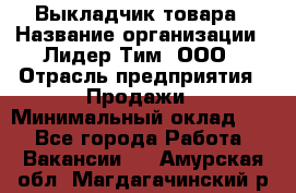 Выкладчик товара › Название организации ­ Лидер Тим, ООО › Отрасль предприятия ­ Продажи › Минимальный оклад ­ 1 - Все города Работа » Вакансии   . Амурская обл.,Магдагачинский р-н